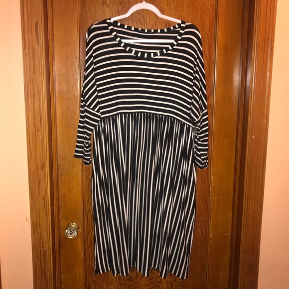 Striped A-Line Dress - Picture 2 of 4